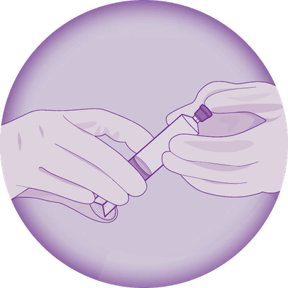 Icon showing a gentle press on syringe plunger while the cap is on